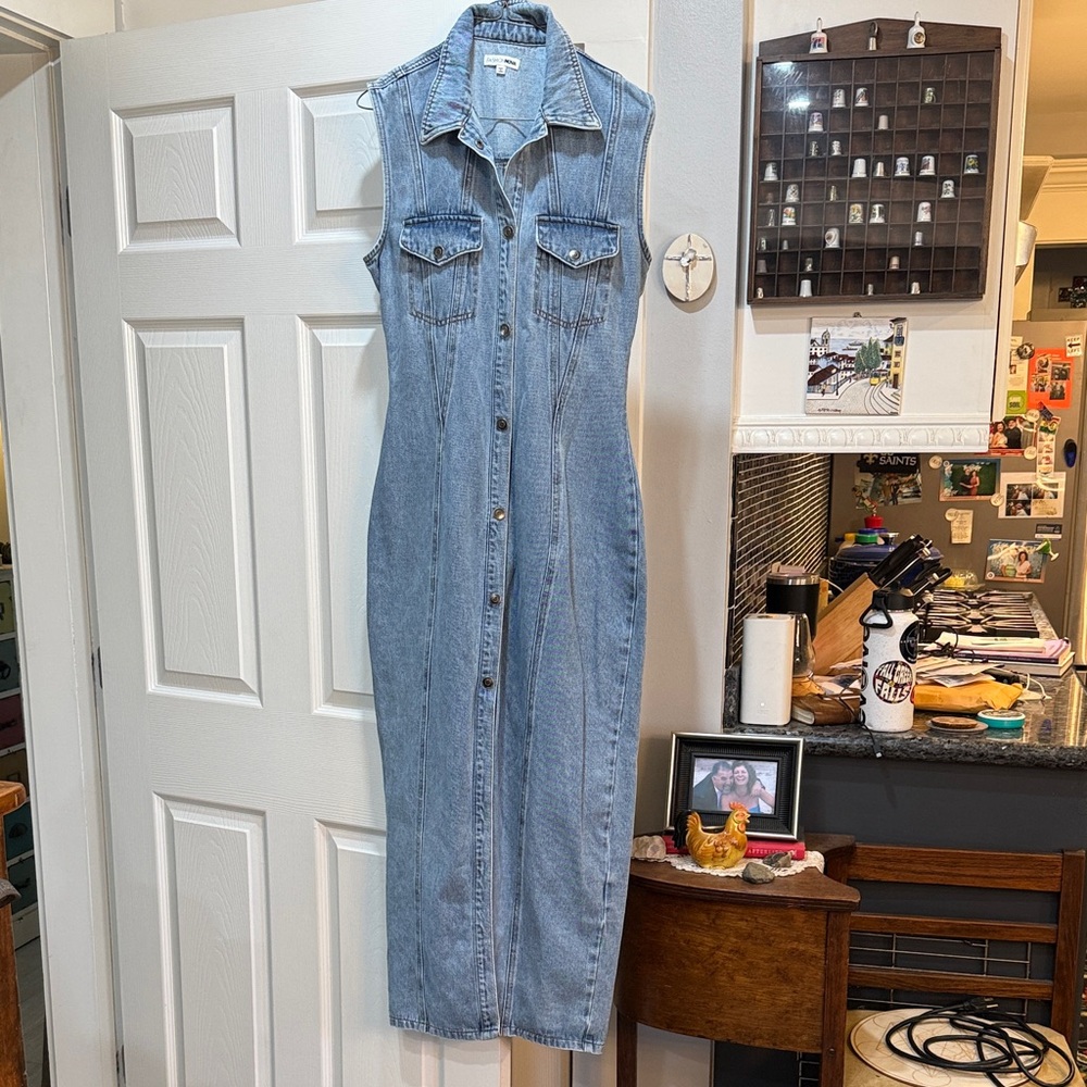 Fashion Nova Blue Denim Vest Dress